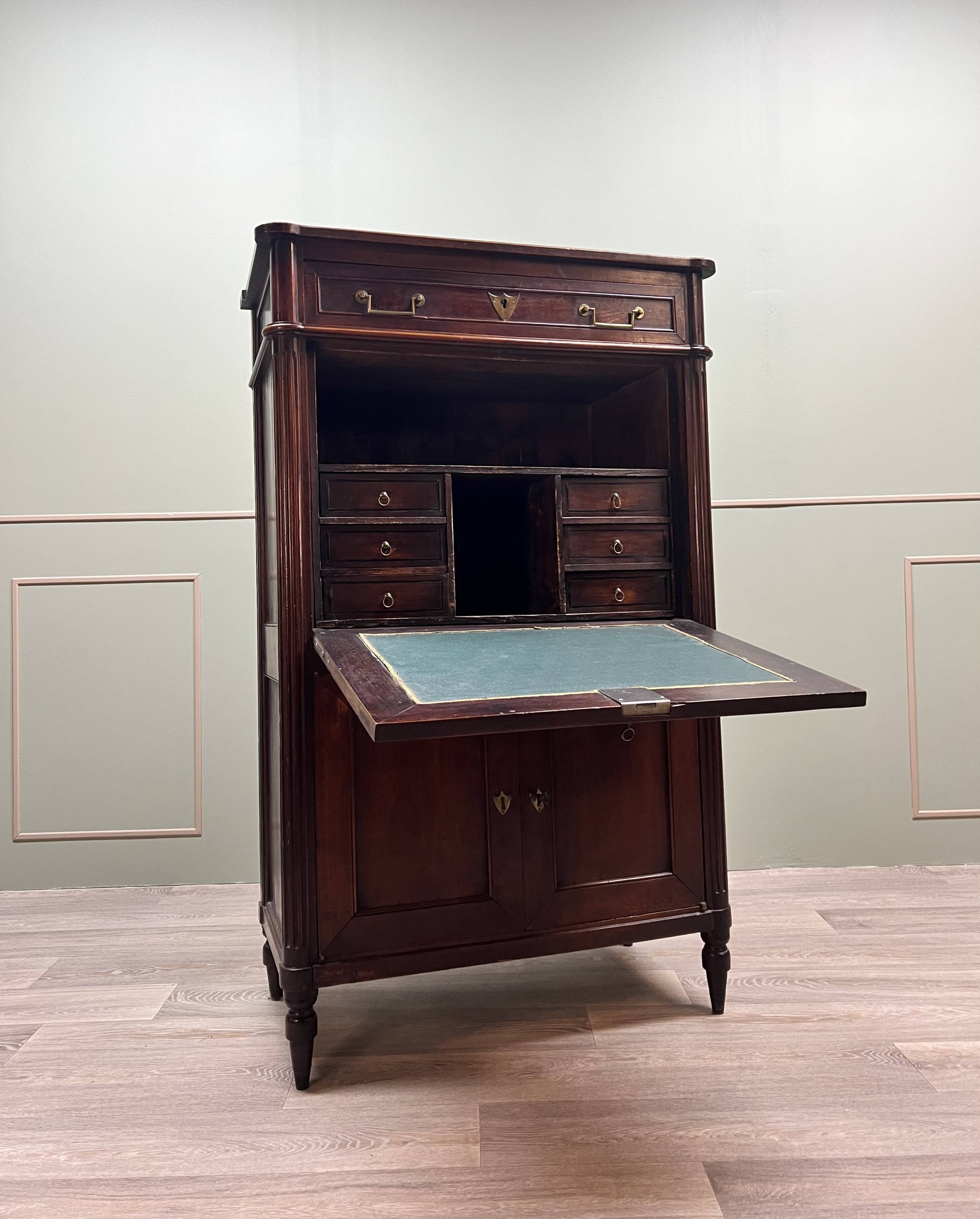 Mahogany Secretary Louis XVI XIII Eme Century
