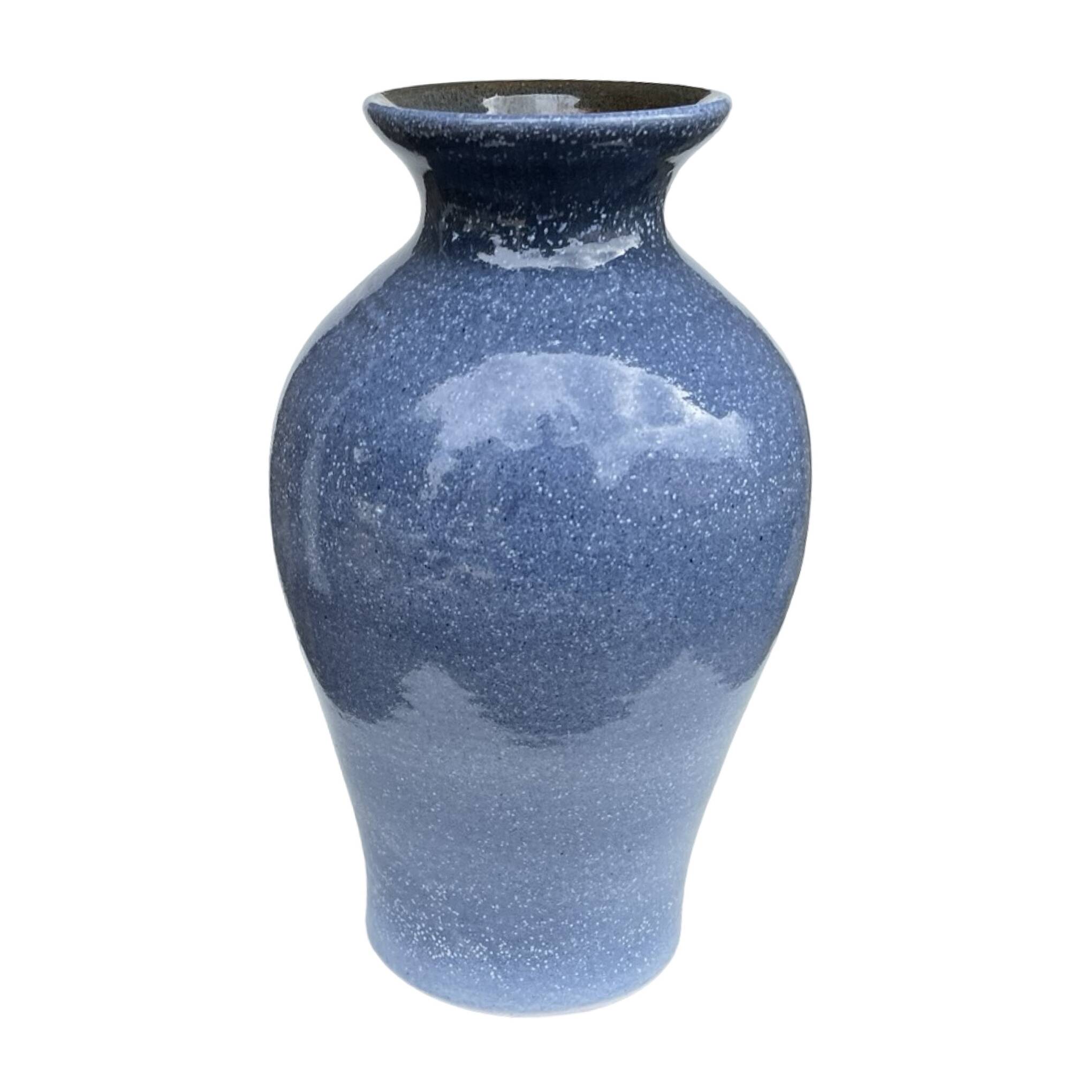Vintage blue ceramic vase – reactive glaze, Germany, 1960s/1970s.