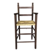 Chaise haute bebe bois & assise paillée