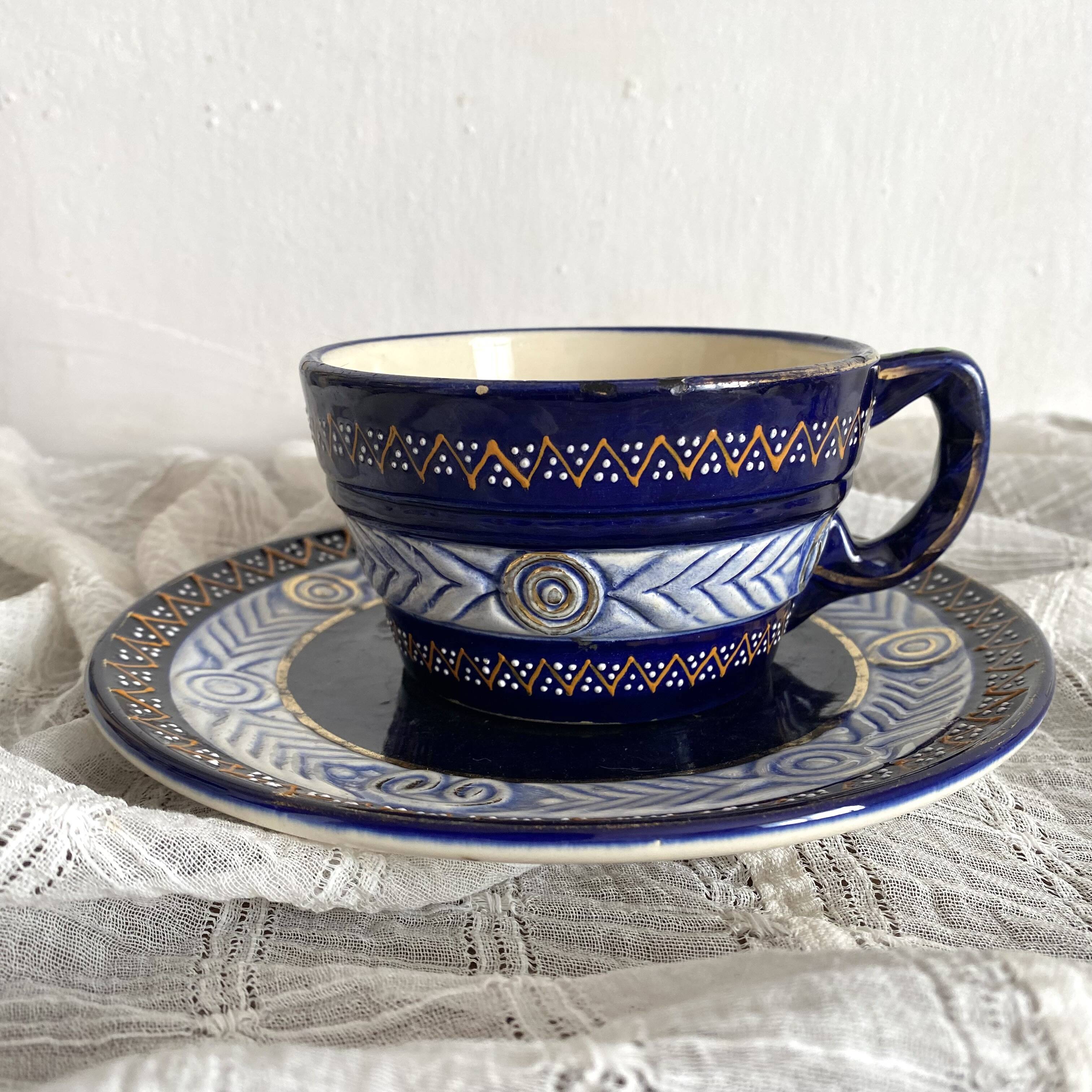 Large HB Quimper cup with saucer