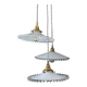 Vintage triple suspension lampshade in white opaline.