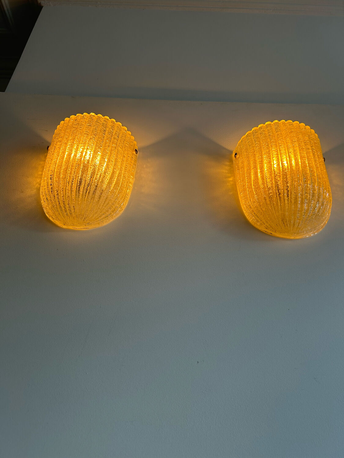Pair of vintage murano wall lamps, zonca italy 1970