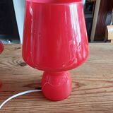 Paire de Lampes Vintage en Opaline Rouge