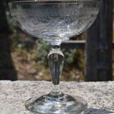 10 glasses of old champagne blown glass engraved Vierzon Thouvenin Portieux