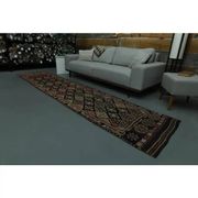 1970s Vintage Turkish Oushak Handmade Wool Cotton Pink Runner Rug 85x377
