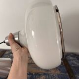 Vintage pendant light in white and silver opaline