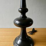 Turned wooden lamp, black laqué, 85 cm