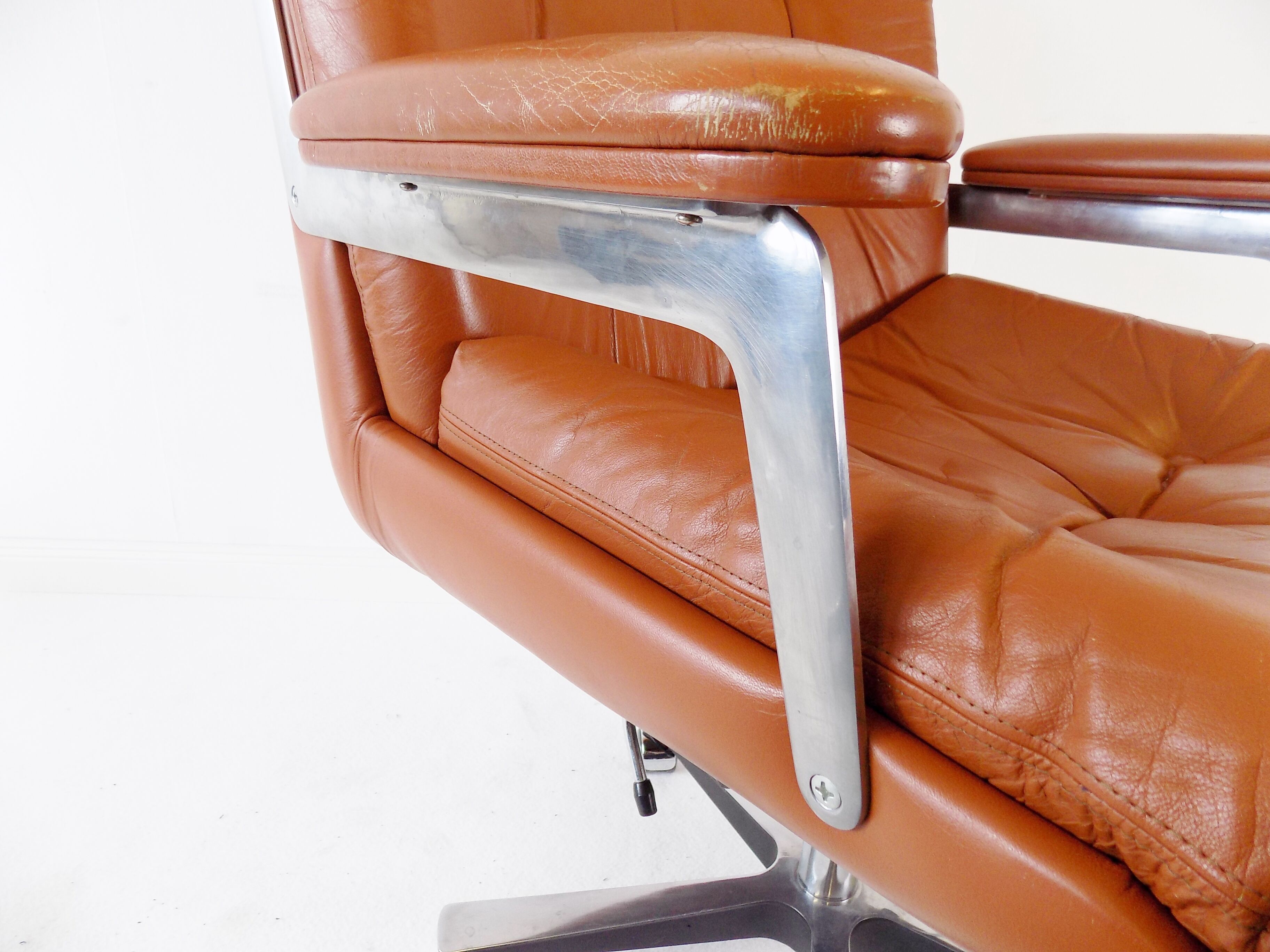 Ring Mekanikk leather office armchair 60's