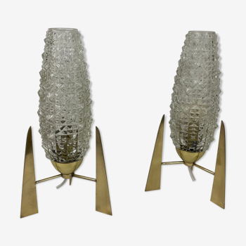 Pair of French mid century bedside lamps style from the 1950s 1960s Space age