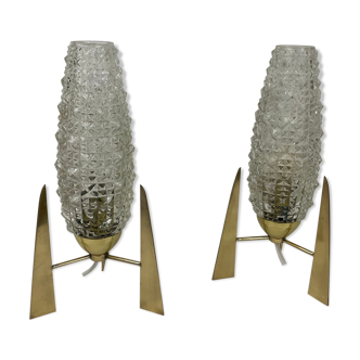 Pair of French mid century bedside lamps style from the 1950s 1960s Space age