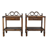 Pair of rattan bedside tables