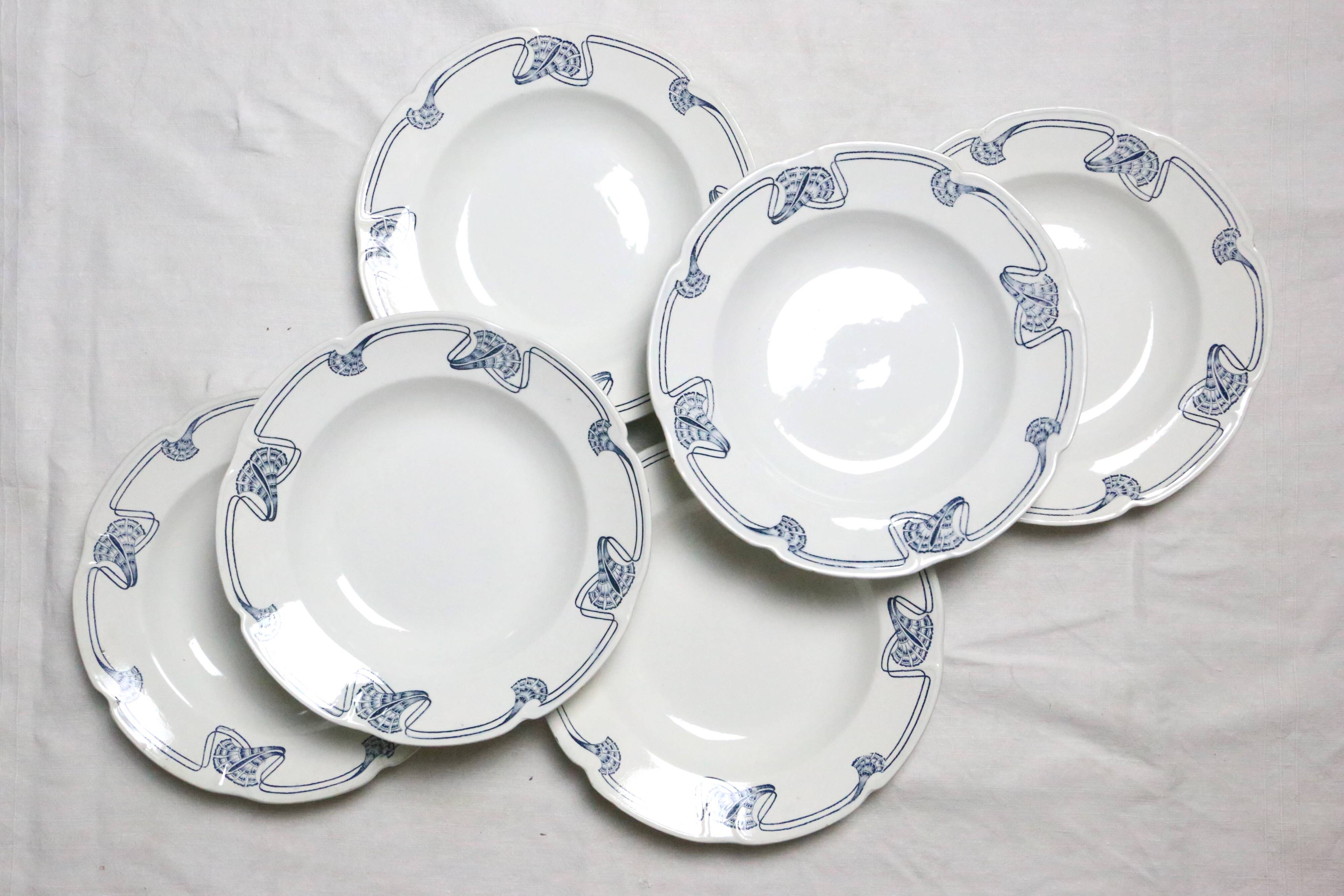 Deep plates x6, Onnaing, Algéciras model, Granite, 19th century