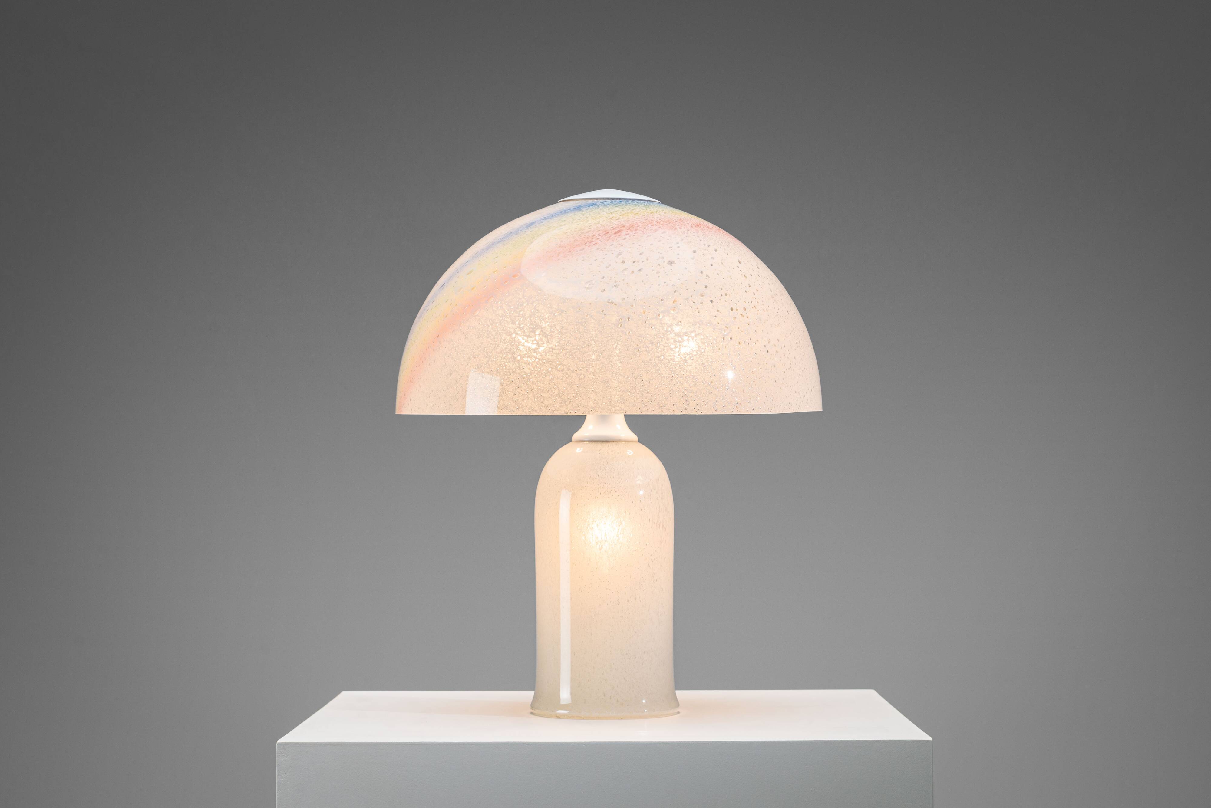 Doria table lamp in bubble glass with rainbow coloured details