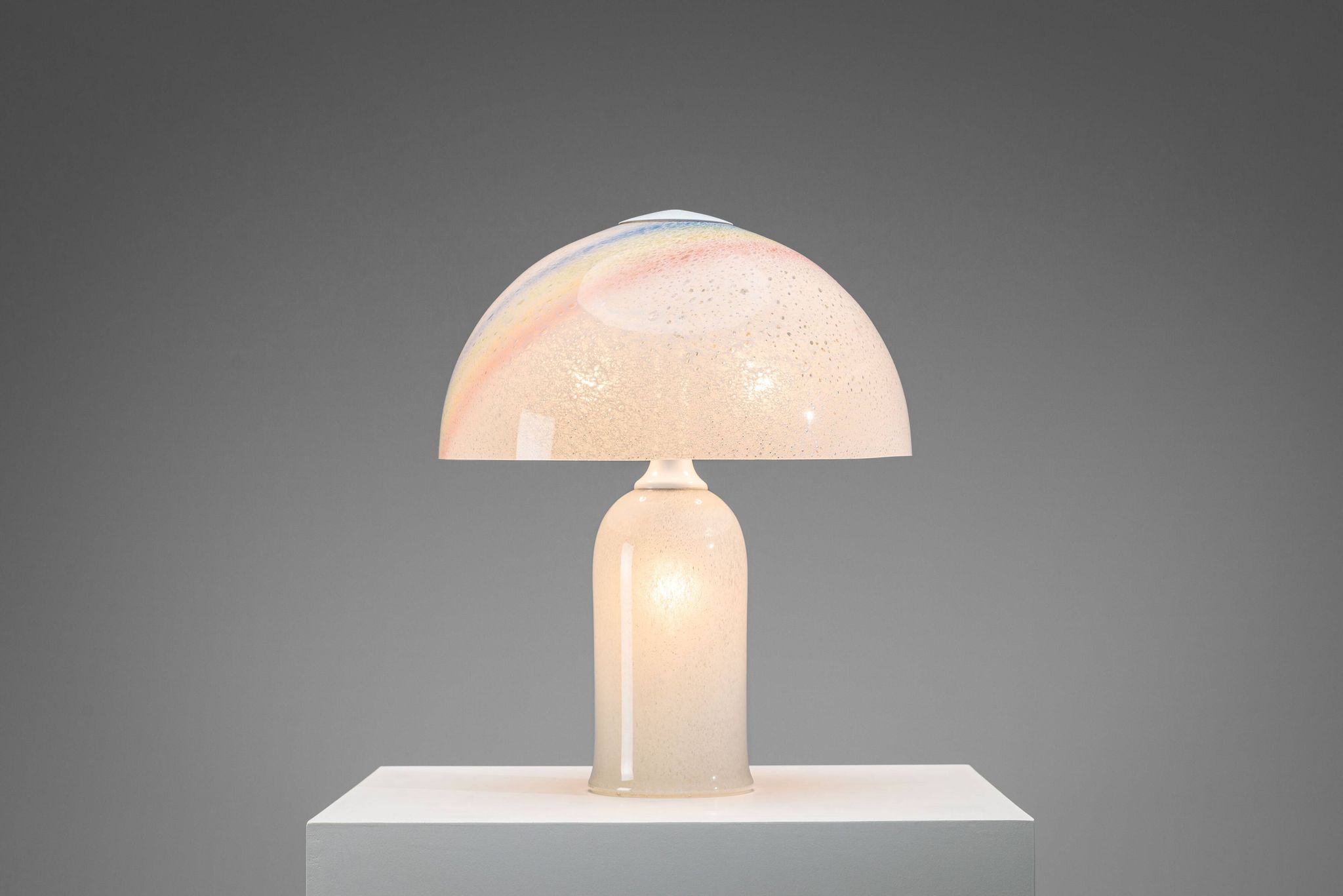 Doria table lamp in bubble glass with rainbow coloured details