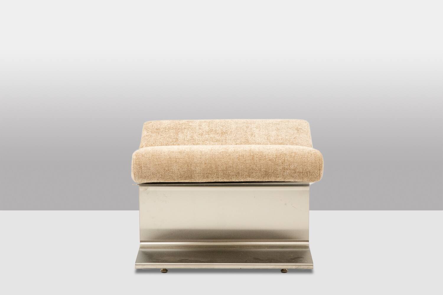 Paul Geoffroy for Uginox. Pair of brushed steel stools. Circa 1970.