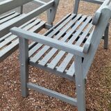 Pair of old wooden park garden benches