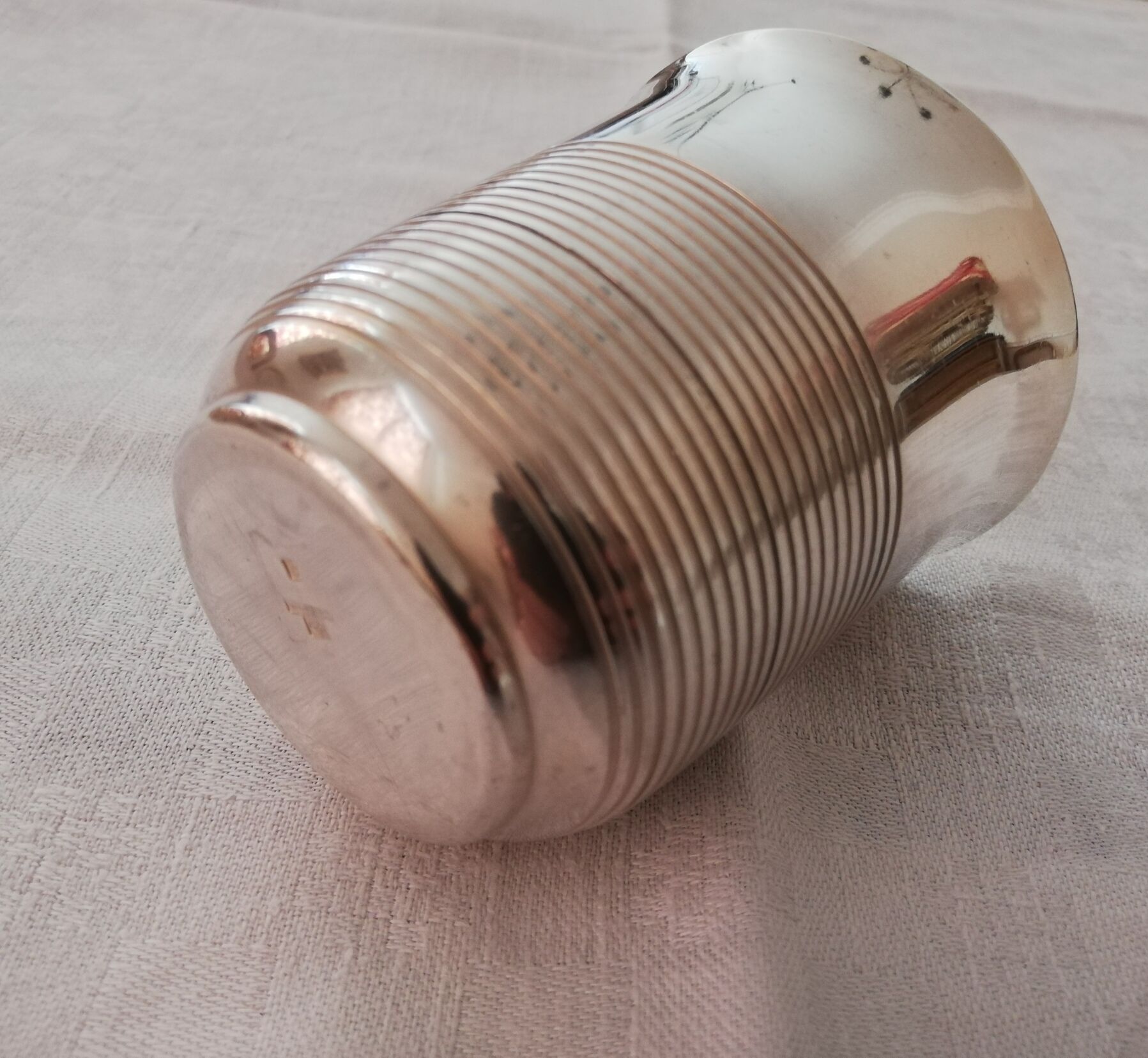 Timbale Christofle in silver metal undulation model by Luc Lanel