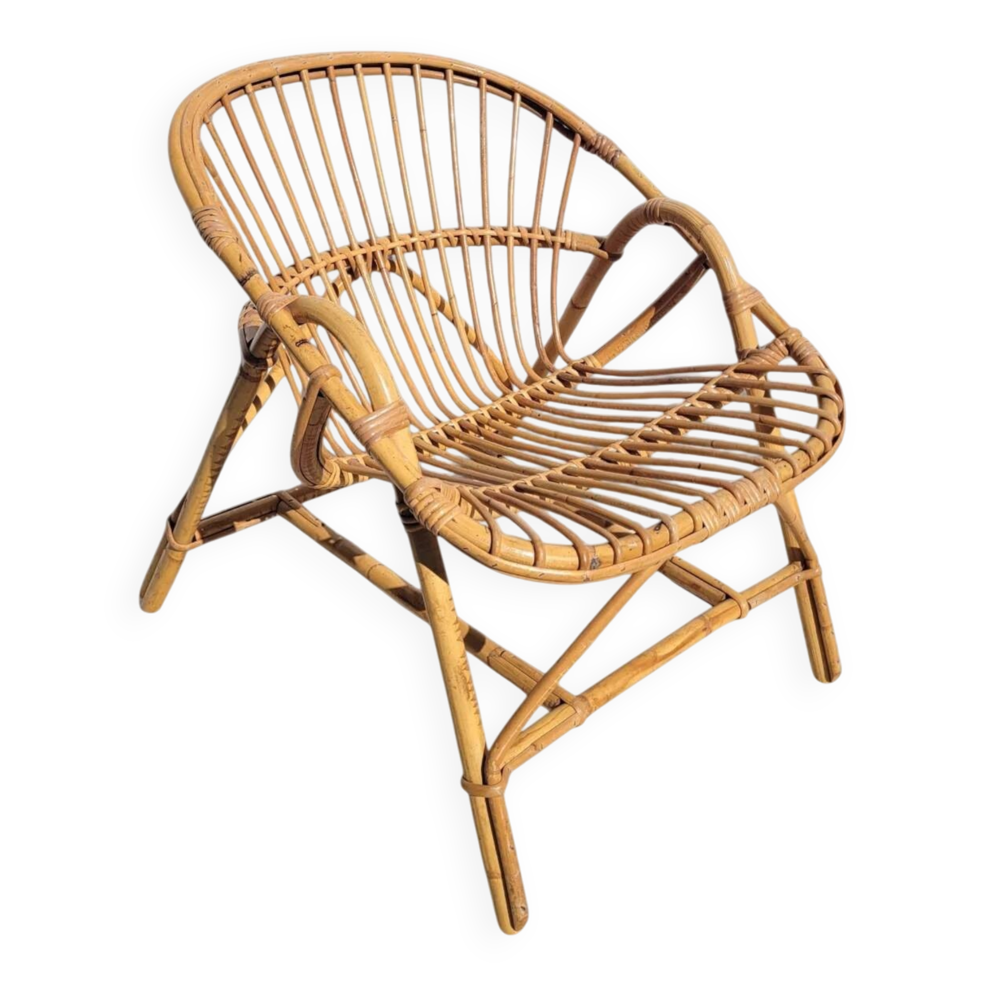 1960s rattan basket chair