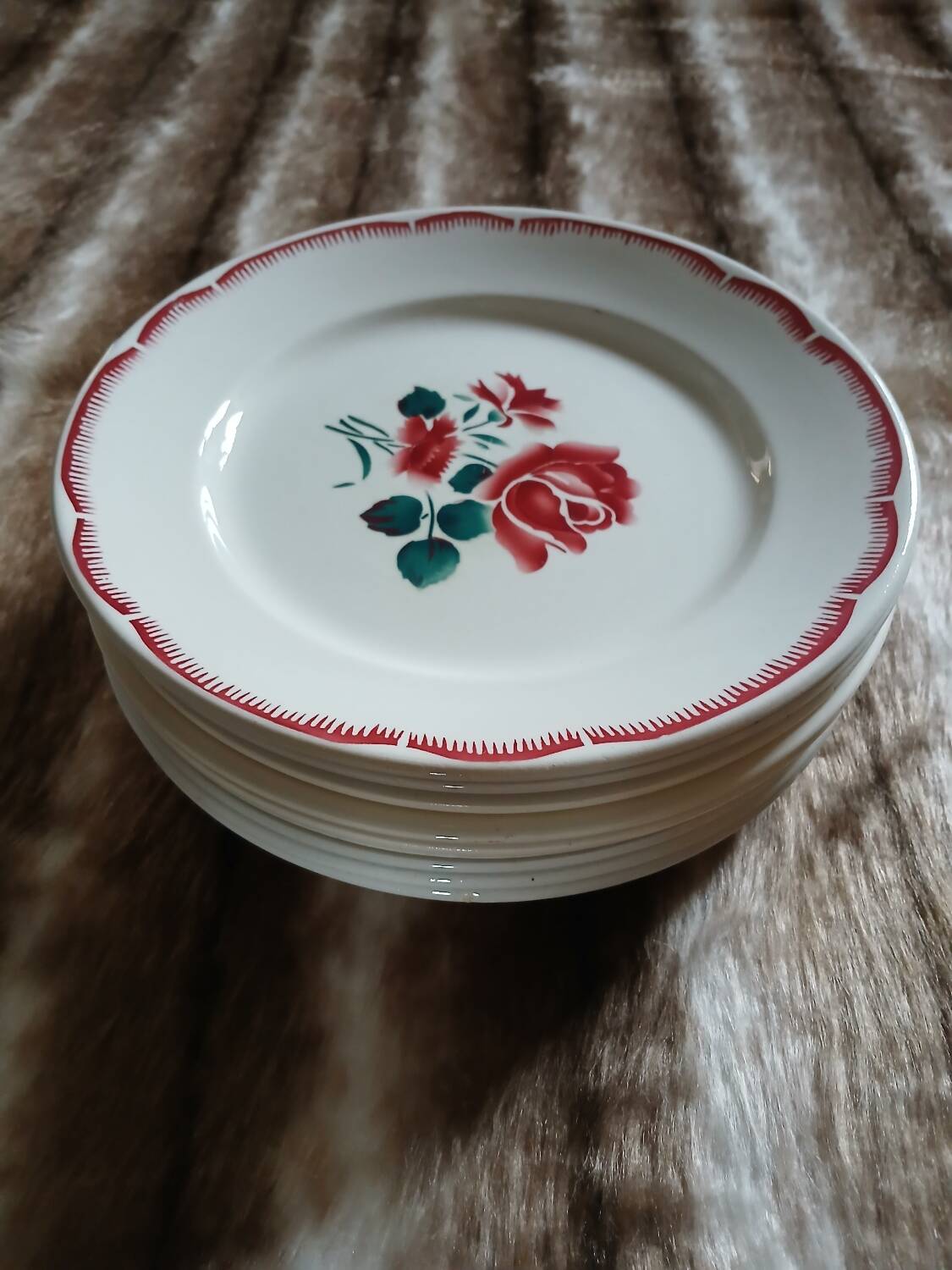 9 mismatched antique dinner plates