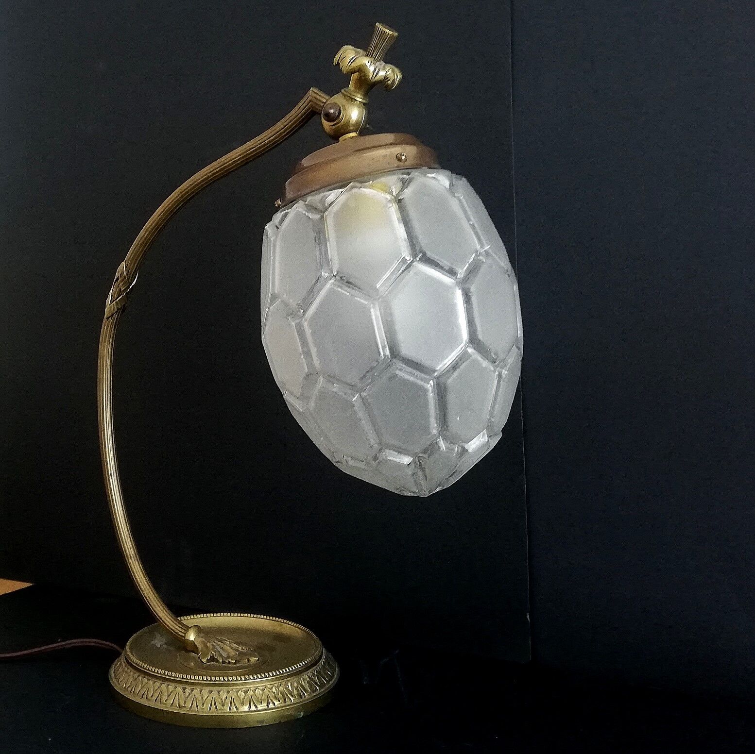 Vintage Art Nouveau French 1930s brass table lamp