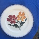 6 flat plates E. Charbonnier, Salins, Terre de Fer, countryside model, made in France, vintage