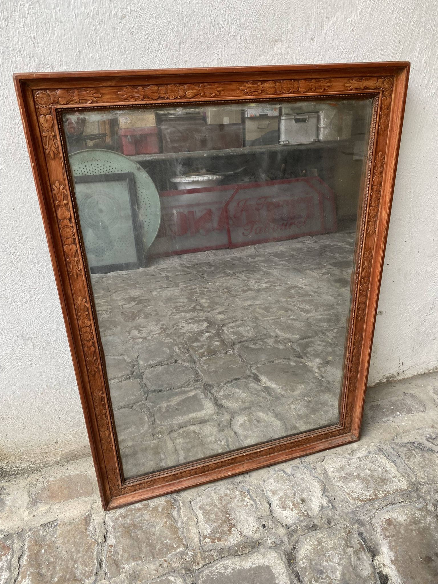 Miroir XIX/XX finition rouge