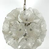 Italian Murano flower glass and chrome sputnik in Venini style. 1970s