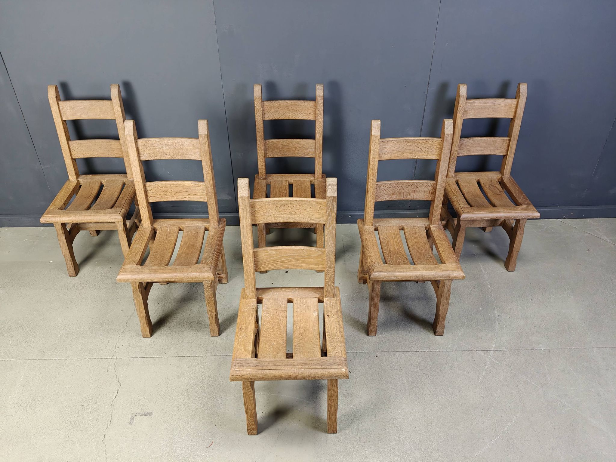 Vintage oak  brutalist dining chairs, 1960s