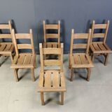 Vintage oak  brutalist dining chairs, 1960s