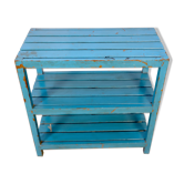 3-level Burmese teak shelf with original blue patina