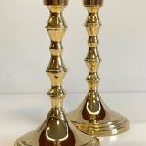 Pair of vintage golden metal candle holders