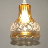 Vintage French signed Vianne amber glass ceiling light with floral decoration 4523