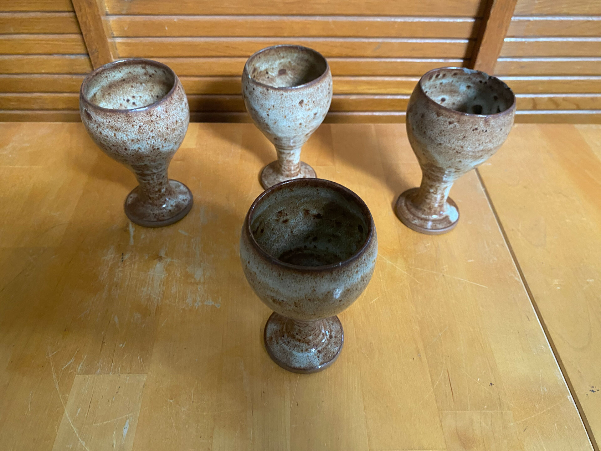 Set of 4 cups roger jacques stoneware st amand made in france vintage #