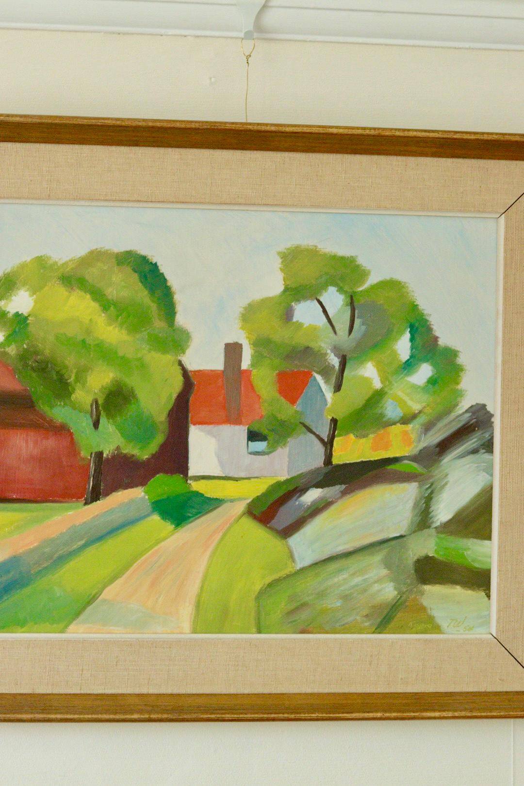 Framed oil on panel "Kopia" by TW, Sweden mid 20th century.