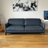Roche Bobois blue leather sofa
