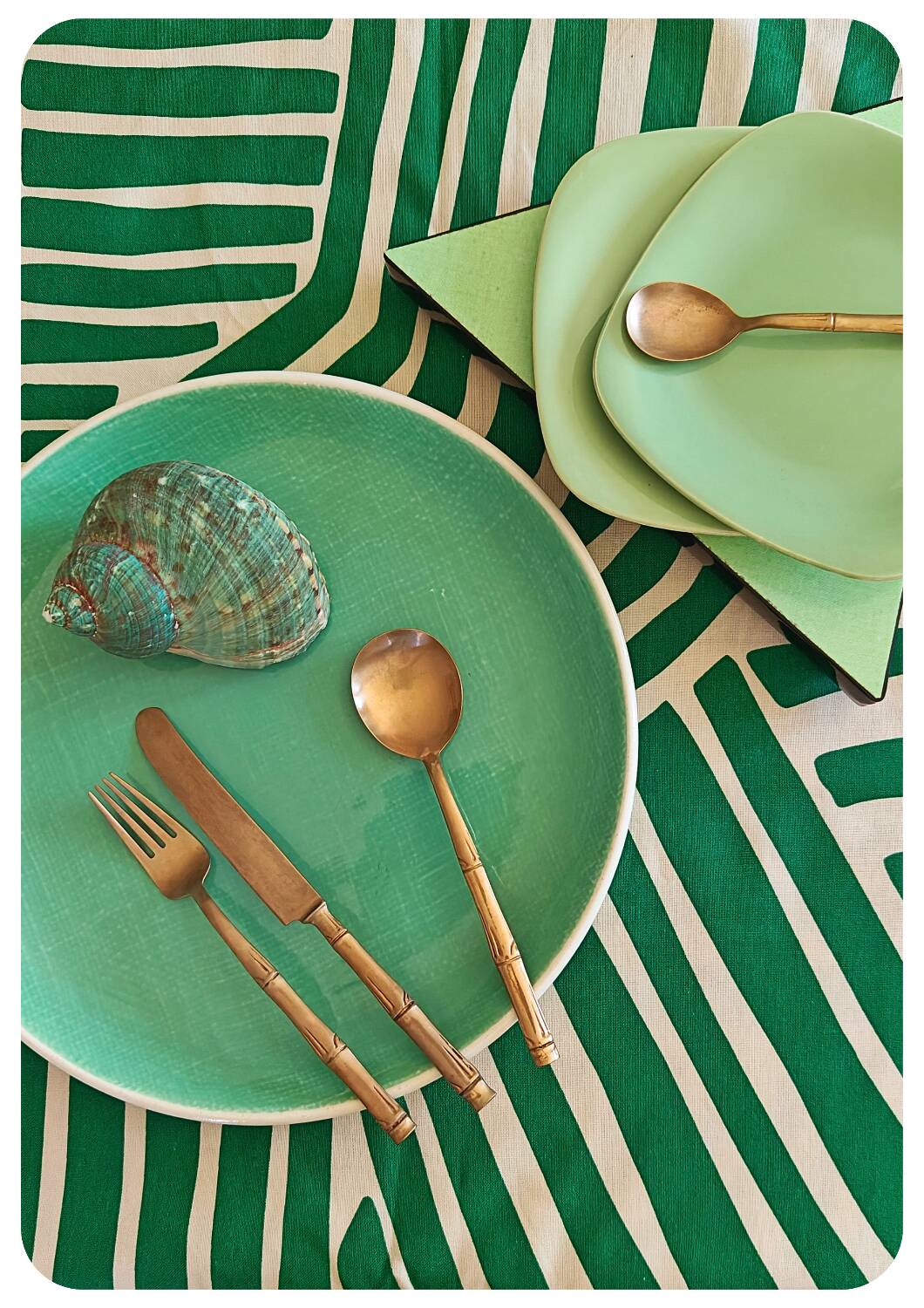 Service de couverts en laiton vintage 'bambou'