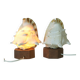 Vintage bedside shell lamps lake house decor wooden table lights set of 2