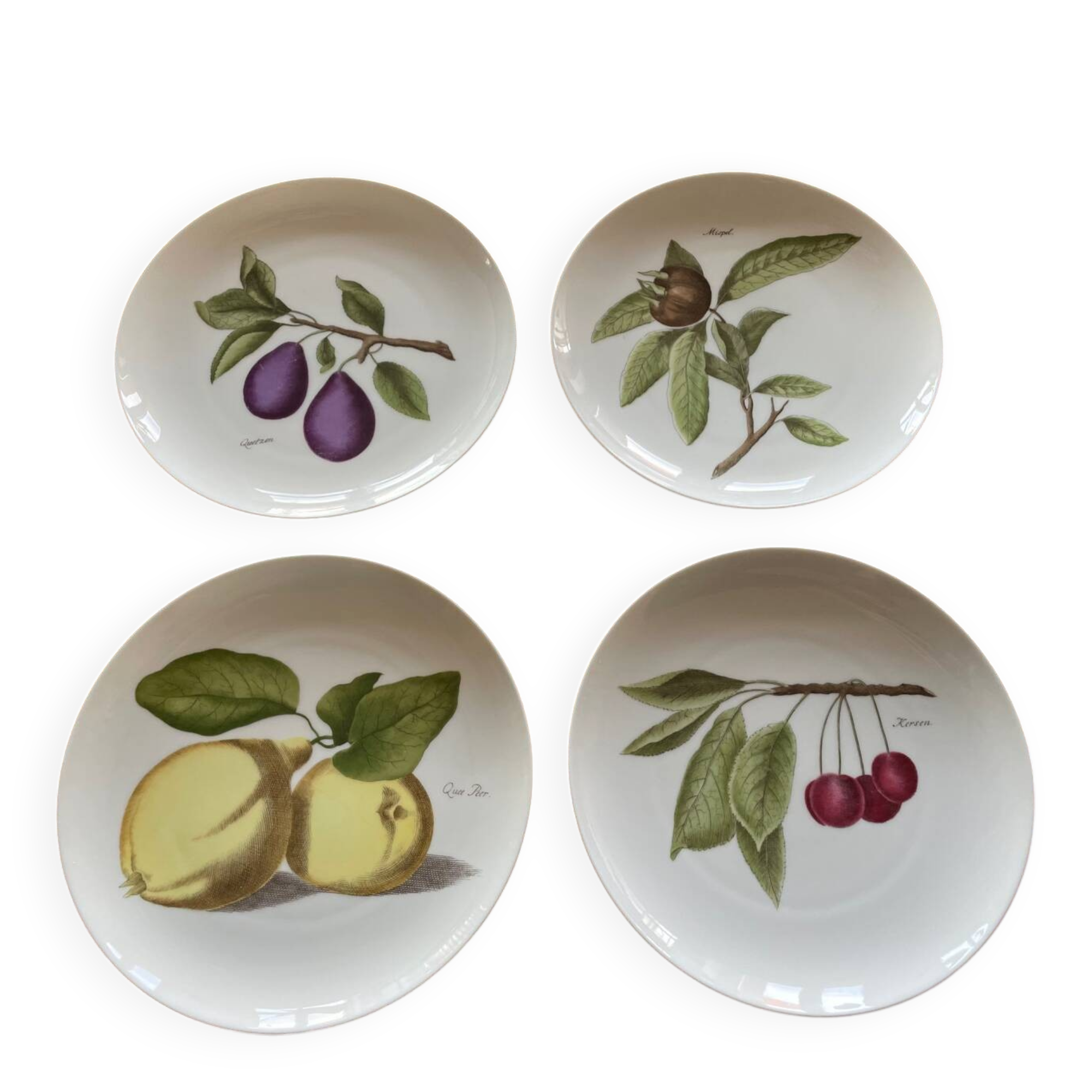 Set of 4 Vintage Hutschenreuther Fruit Dessert Plates 20cm, Side Plate