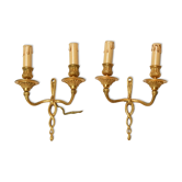 Paire d’appliques en bronze à 2 bras de lumières