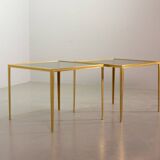 Solid Brass Side Tables with Smokey Glass Top by Vereinigte Werkstatten 70s