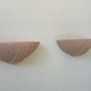 Pair of vintage plaster sconces, speckled pink, France 1970