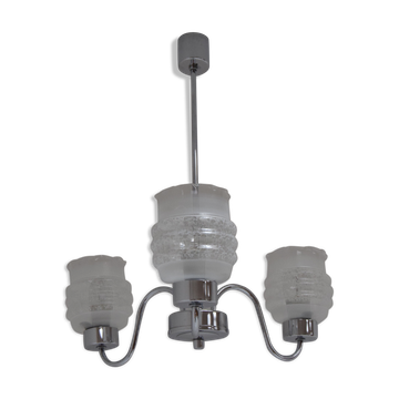 Mid-century Chrome Chandelier, Czechoslovakia,1970’s.