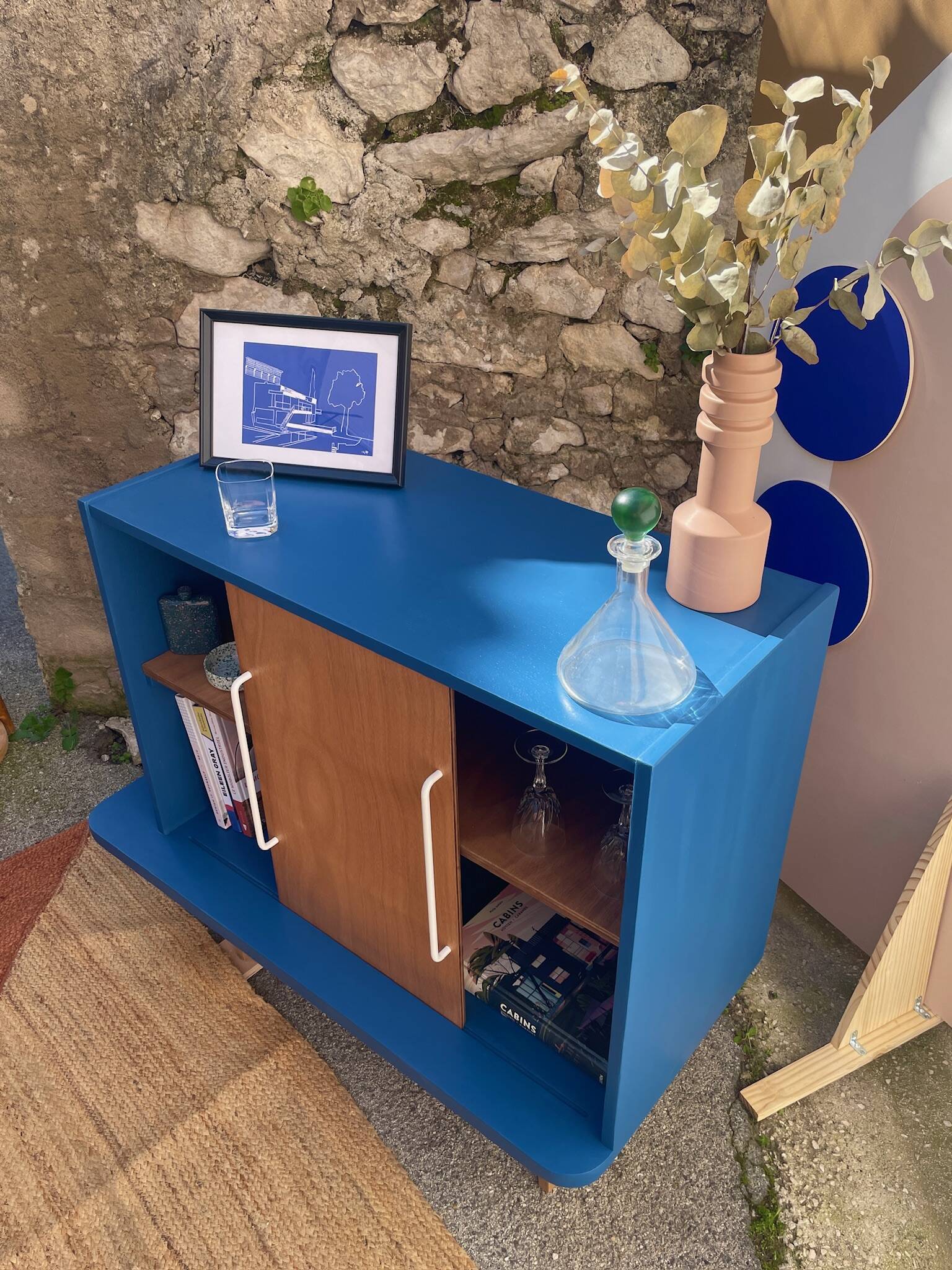 Upcycled buffet with sliding door