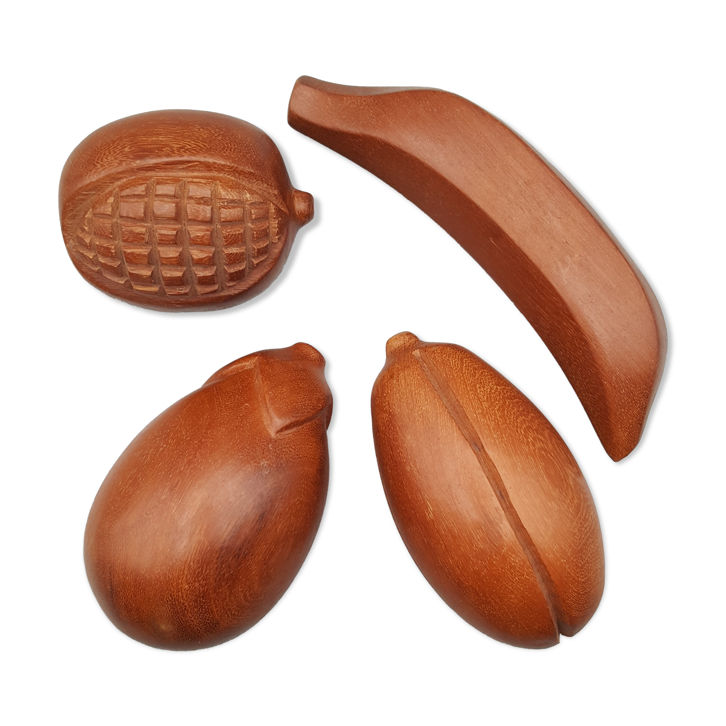 Lot de 4 fruits exotiques en bois déco table cuisine vintage