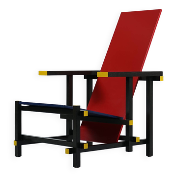 Fauteuil rouge et bleu par Gerrit Rietveld pour Cassina