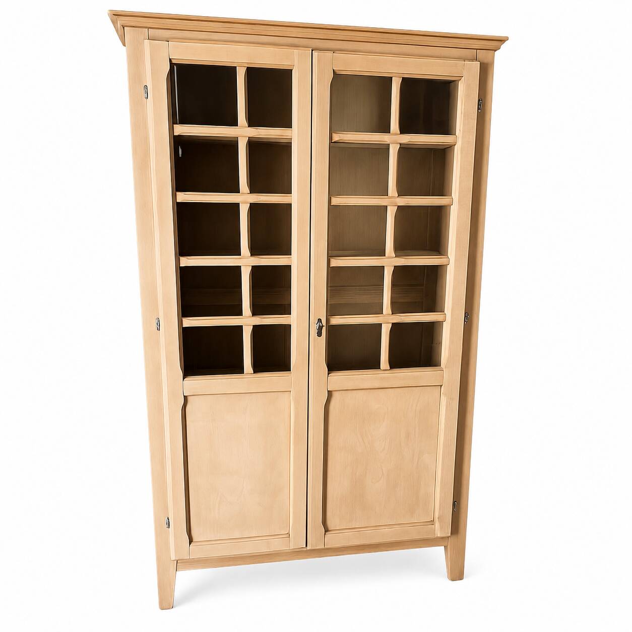 Small raw wood display cabinet