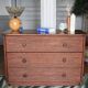 Commode en bois et rotin