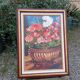 Oil on canvas with geraniums, floral decoration, signature to be identified