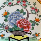 Yellow porcelain plate with saturated and vivid colors. Handmade in Japan