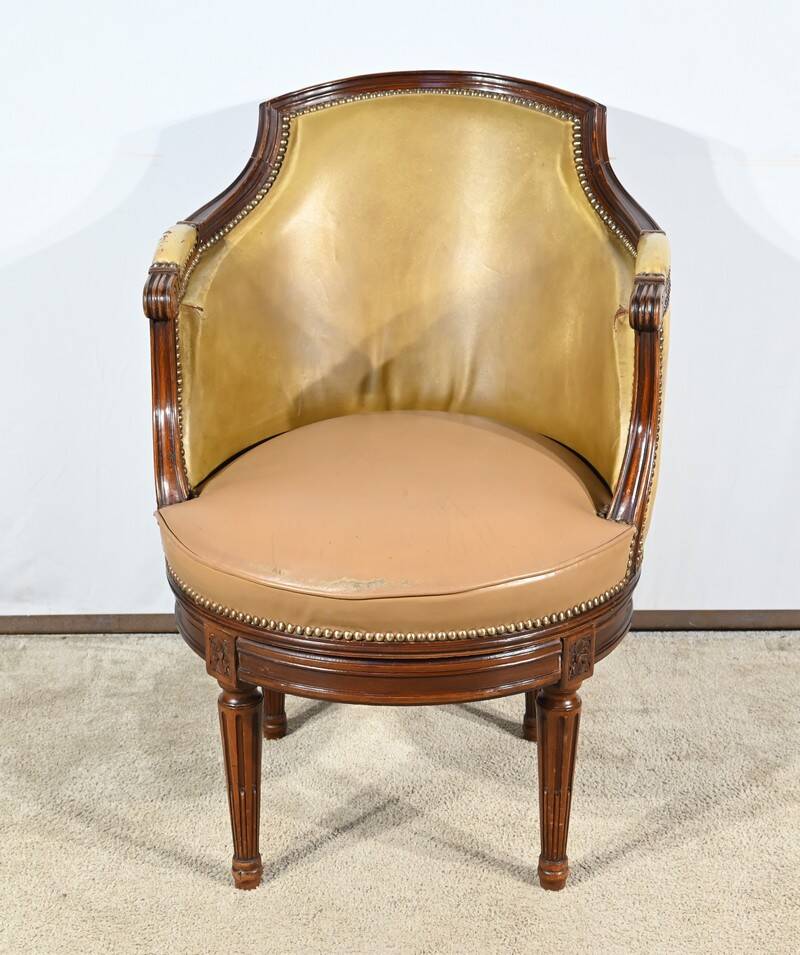 Beech Swivel Office Armchair, Louis XVI style – Late 19th century